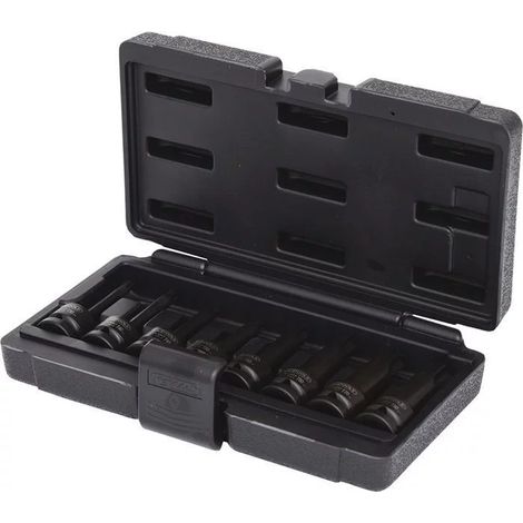 Kstools – Jeu de douilles longues à chocs – 8 pièces Torx – Acier chrome molybdène – Coffret robuste – Carré d'entraînement 1/2' – Norme ISO 1174