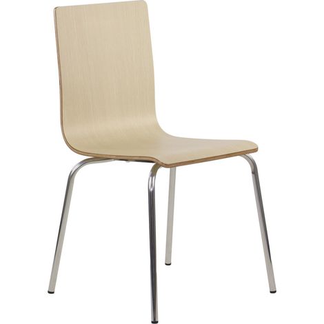 Sedia in compensato naturale con struttura in acciaio inox. Modello WERDI B. (1/5)