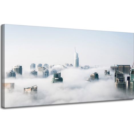 Leinwanddruck Architektur Wolkenkratzer 120x60 USA Himmel Nebel