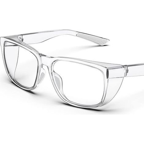 Lunettes de sécurité transparentes avec protections latérales, antibuée et anti-rayures avec poignées antidérapantes et protection UV complète - Lunettes de sécurité idéales pour femmes et hommes (1/5)