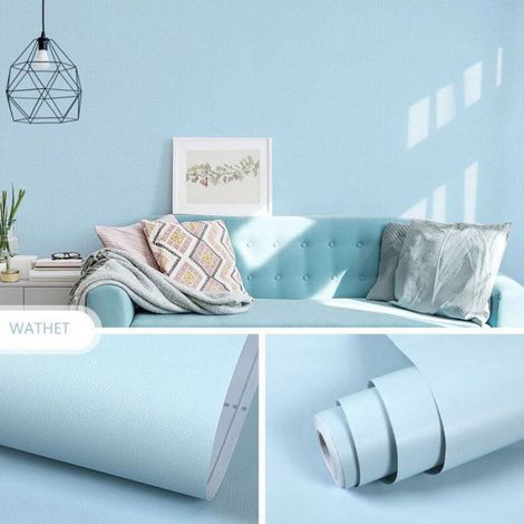 Papier Peint Autocollant - Vinyle Bleu Canard - Pour Cuisine et Salon - 45 cm x 10 m - 1 Rouleau