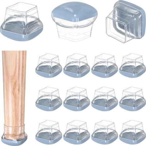Confezione da 24 feltrini quadrati elastici in gomma e plastica per pavimenti in legno/piastrelle (blu, da 2,5 a 3,2 cm) (1/5)
