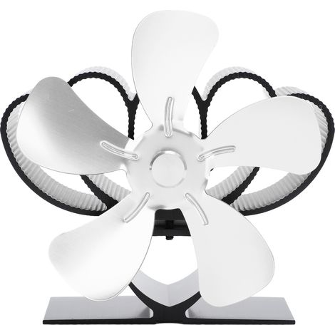 GARRYFIZH Ventilateur de poêle à chaleur en alliage d'aluminium, bois durable à faible bruit pour cheminée à bûches, argent (1/5)