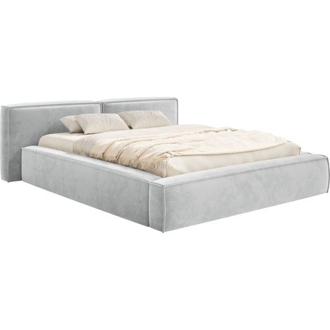 Selsey Tilves Low – Polsterbett 160x200 mit Bettkasten und Lattenrost, Velours, hellgrau