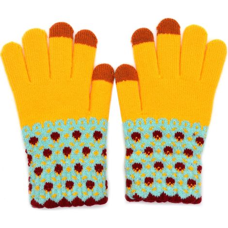 Gants tactiles d'hiver pour femmes - Tricot torsadé en laine avec doublure en laine, couleur or, chauds et imperméables, parfaits pour les activités de plein air et l'envoi de SMS. (1/5)