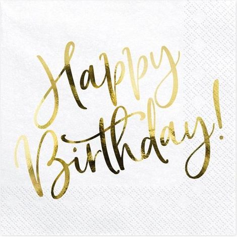 PartyDeco Servietten „Happy Birthday“, weiß, 33 x 33 cm, 1 Packung mit 20 Stück (1/5)