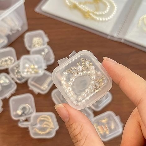 Lot de 40 mini boîtes de rangement pour bijoux, étuis en plastique transparent pour bracelets de perles et petits accessoires (1/4)