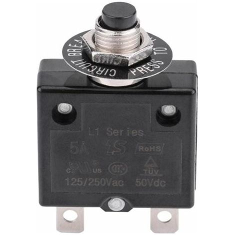 20A Leistungsschalter Optionaler Thermoschalter mit Reset, 125-250 V AC 50 V DC Stromüberlastschutz Druckknopf-Leistungsschalter INHHUB