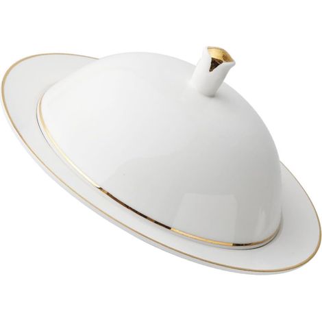 Dinnerware Set with Gold Rim and Lid 8 Inch Plate for