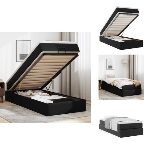 Cadre de lit ottoman avec matelas noir 80x200 cm similicuir - Cadre De Lit Ottoman - Cadres De Lit Ottoman - Cadre De Lit - Cadre De Lit Avec Rangement (1/5)