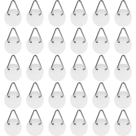 Packung mit 30 selbstklebenden Bilderhaken, Wandbefestigungshaken für Bilderrahmen, stabile Haken mit einer maximalen Traglast von 6 kg, einfache werkzeuglose Montage (kleiner Kreis) (1/5)