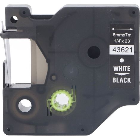 Ruban Étiqueteuse 6mm x 7m, PET Transparent, Résistant Eau et Huile, Compatible LMPC 16596 LM150 LM450 LM350, Étiquettes Blanc sur Noir (1/5)