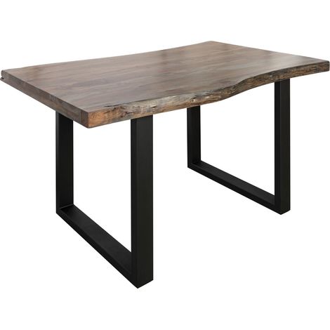 FREEFORM 5 Tavolo da pranzo in legno di acacia - laccato grigio /gambe in ferro - antracite mat 140x90x77