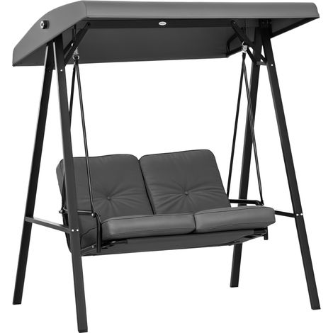 Outsunny 2 Seater Garden Outdoor Swing Chair Hammock w/ Adjustable Canopy (1/5)