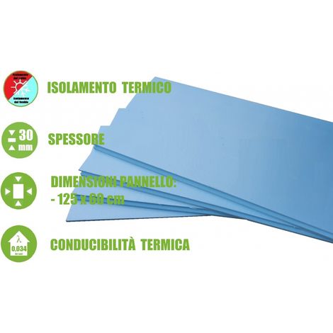 Pannello in XPS 'Polistirene Estruso Sinterizzato' per Isolamento Termico -125x60x3 cm (1/3)