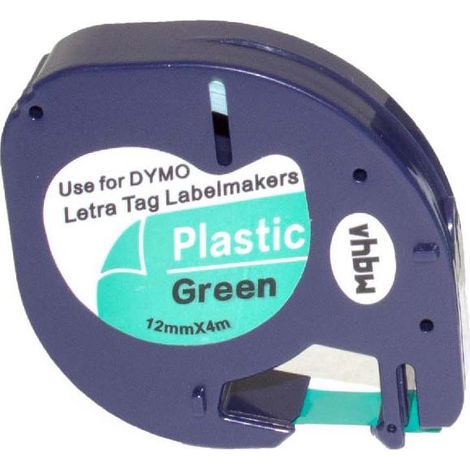 vhbw Label Tape Replacement for Dymo S0721610, 91204 for Label Printer 4m x 12 mm, Black on Green