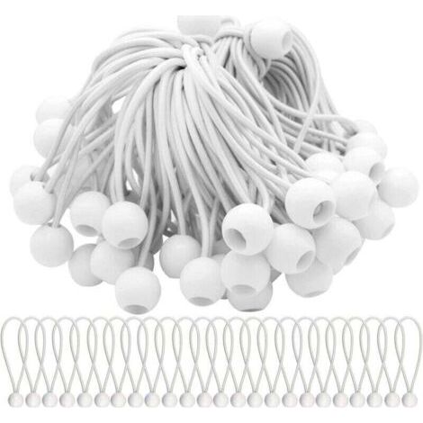 Confezione da 50 tenditori elastici, corde elastiche con palline, corde elastiche a molla, palline elastiche per tendoni, tende, striscioni e teloni.