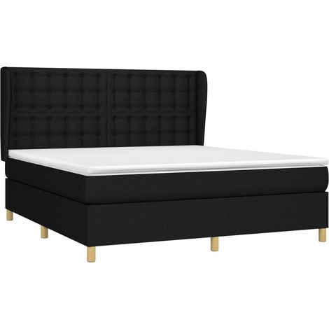 vidaXL Sommier à lattes de lit avec matelas Noir 160x200 cm Tissu (1/5)