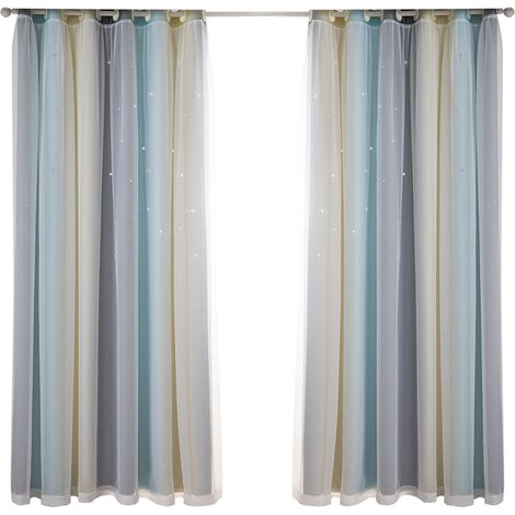 Rideaux Fantaisie Étoiles Occultants Double Épaisseur pour Chambre Enfant Fille Salon Polyester Couleur 1 Panneau (53