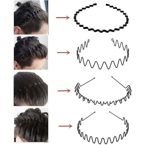 8 Stück Metall-Haarreifen. Flexibles Metall-Haarband, schwarz, rutschfest. Unisex.