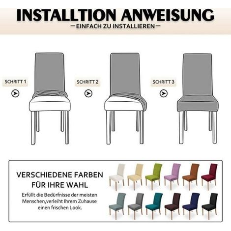 Housse de chaise - - Beige - 4 pièces - Imperméable - Extensible - Moderne (1/4)