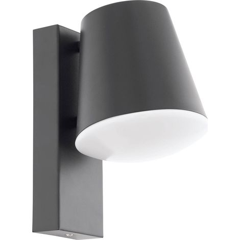 Aplique de pared exterior Eglo Caldiero 10W Forma Cónica 24×14 cm. Terraza, jardín y piscina. Estilo moderno y diseño. Acero, Acero galvanizado y Plástico. Color antracita, blanco y negro