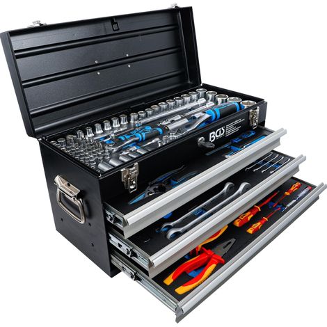 BGS  Electricista-Estuche  de Herramientas  Metálico  3  Cajones  con  147  Herramientas  -  3350