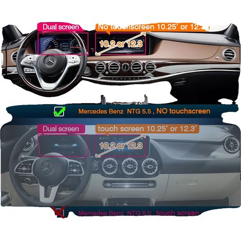 Decodificador CarPlay/Android Auto, conectividad inalámbrica, fácil instalación, pantalla OEM NTG5.5 W212 W206 de 10.25/12.3 pulgadas (1/2)
