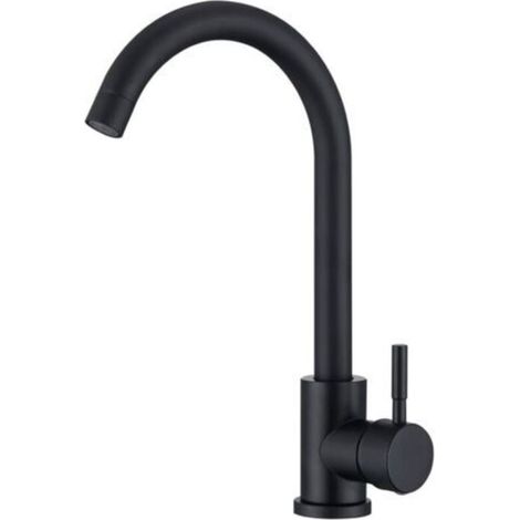Black Kitchen Mixer Tap, 360° Swivel Spout, Durable Stainless Steel Sink Mixer Tap - Kitchen Faucet (1/5)