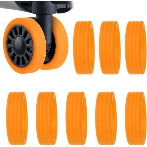Ensemble de 8 protections de roues en silicone pour valises, protégeant contre l'usure et les chocs pendant le voyage.-AquaForge (1/5)