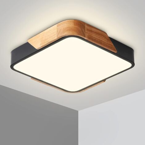 Plafonnier LED 24W Lampe Plafond avec Télécommande Luminosité Réglable Luminaire Salle de Bain Carré Ultra Mince Moderne pour Maison Bureau Chambre Salon Cuisine Balcon Couloir, Noir 30 cm (1/5)