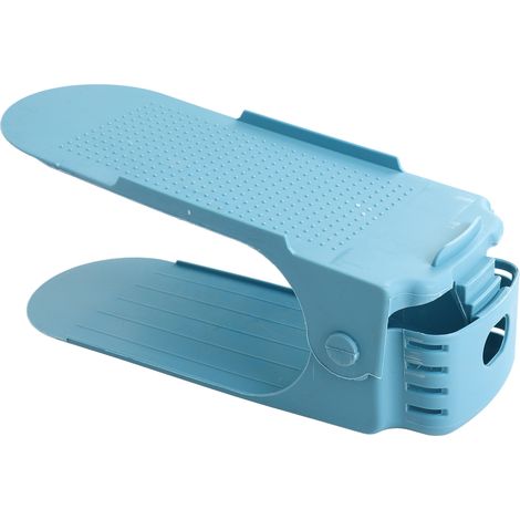 Organisateur de chaussures gain de place à double couche, range-chaussures et sandales, bleu clair (1/5)