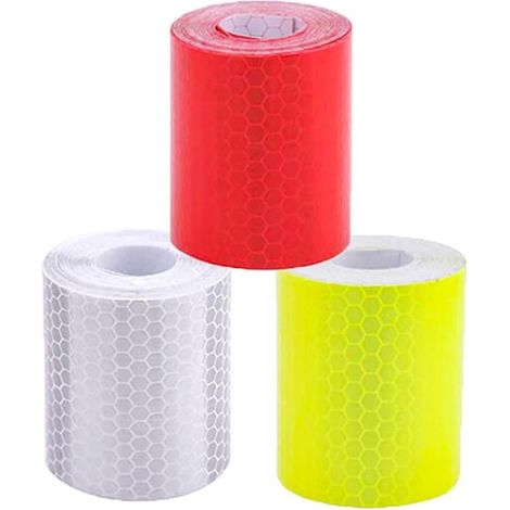 cintas reflectantes de advertencia，Cinta desprendible，Cinta de señalización de seguridad，5 cm x 3 m，Para uso en vehículos，Amarillo，rojo y blanco (1/5)
