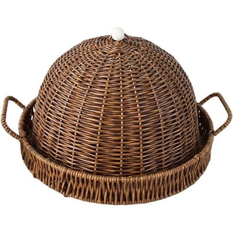 Panier tressé à la main pour fruits pain et rangement alimentaire avec couvercle anti-poussière pour cuisine café et extérieur (1/5)