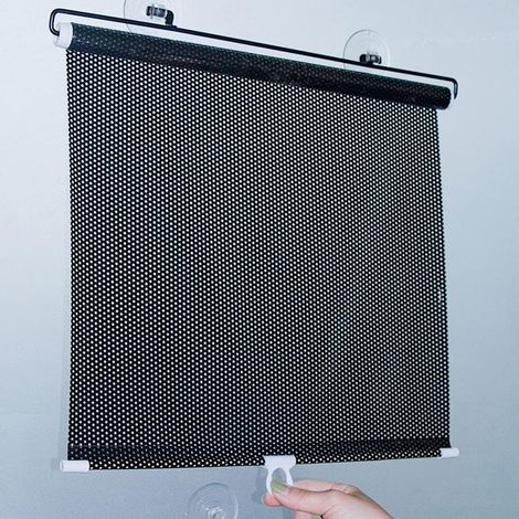 Rideau de balcon à ventouses, voile d'ombrage rétractable pour vitres de voiture, pour chambres, chambres d'enfants, bureaux, camping-cars, anti-perforation (40 x 125 cm) (1/5)