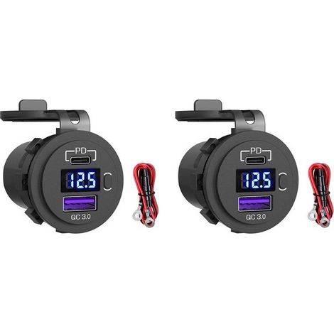 Cargador de coche USB 3.0 de carga rápida de 12V/24V para SUV, resistente al agua, 36W, conector PD tipo C, cargador rápido con interruptor de encendido/apagado.