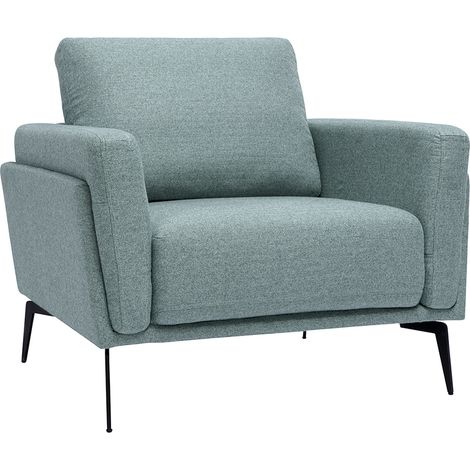 Poltrona design in tessuto grigio-verde e metallo nero MOSCO