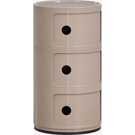 SKLUM Nachttisch Ø30 cm mit Regalen Babel Moka Braun 3 Schubladen (1/5)