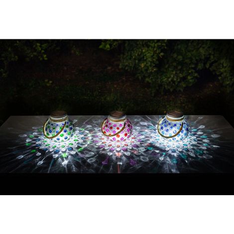 Lot de 3 décorations solaire effet 3D à poser ou suspendre (1 pièce par coloris) (1/3)
