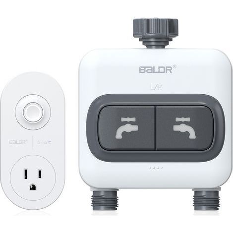 Minuterie d'arrosage WiFi BALDR- 2 sorties, minuterie d'arrosage intelligente à 2 zones pour tuyau d'arrosage, système d'irrigation automatique sans fil 213WH004 (1/4)