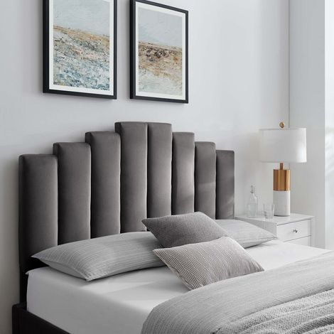 Casacade Black Plush King 30 inch Strutted Headboard