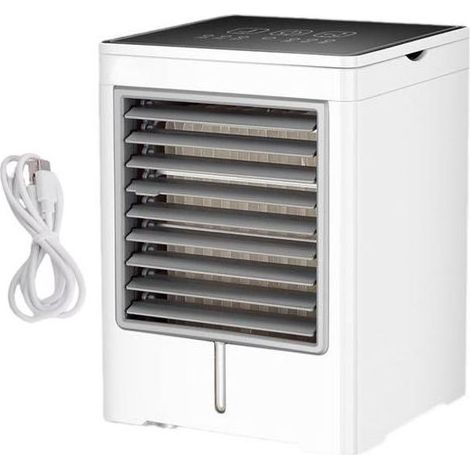 Climatiseur Portable USB 3 Vitesses avec Commande Tactile, Rafraîchisseur Évaporatif pour Chambre, Tente, Voiture, Camping (1/5)
