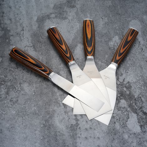 PENGGONG Set mit 4 Edelstahl-Spachtelmessern (1/2/3/4"), Malerwerkzeug mit Holzgriff, Trockenbauband, Putzabkratzen, Spachtelmasse verteilen, Wandreparatur. (1/5)
