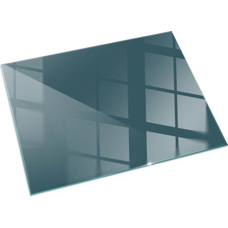 Plaque Rectangulaire en verre trempé sous cheminée et poêle protection sol parquet Couleur mer 60x40 cm (1/5)