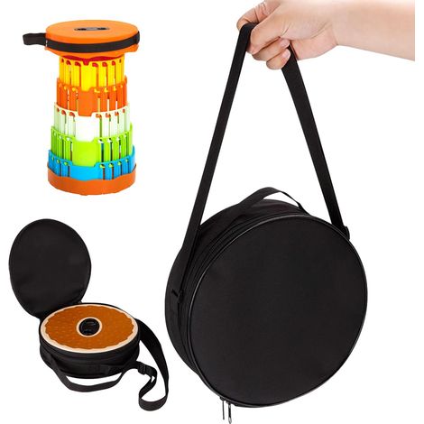 Tabouret pliant avec sac de rangement — Solution de rangement portable, poignée de transport circulaire, étui de protection zippé, siège d'extérieur