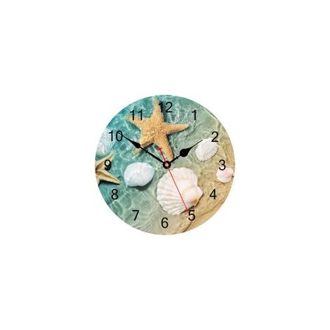 Horloge Murale de 30 cm en Coquillage, étoile de mer, silencieuse, sans tic-tac, Fonctionne à Piles, Belle Horloge Murale décorative pour Chambre/Salon/Cuisine/Salle de Bain (1/5)
