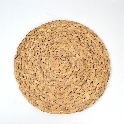 6 sets de table ronds en jacinthe d'eau de 30 cm de diamètre, sets de table en osier tressé de qualité, dessous de verre, isolants et chauds. (1/2)