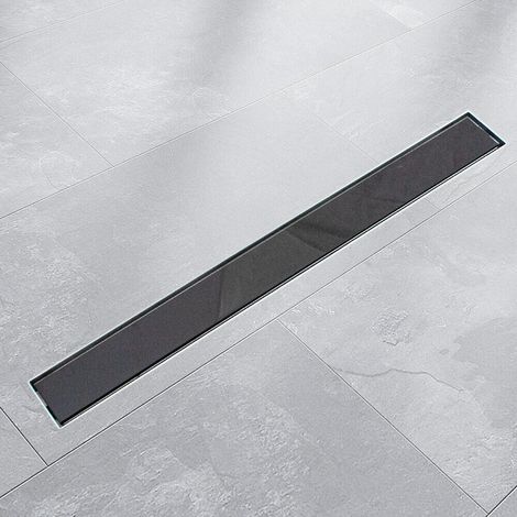 70cm Edelstahl Duschrinnen Ablaufrinnen Bodenablauf Duschrinne Duschablauf Glas Schwarz (1/5)