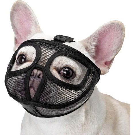 Muselière pour bouledogue, réglable, ne couvre pas les yeux, muselière anti-morsure (taille L, noire)