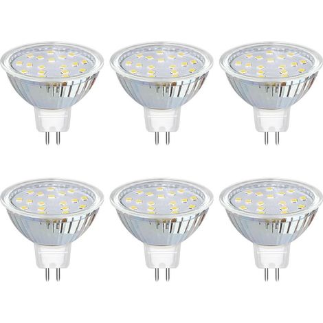 Ampoule GU5.3 LED 12V 3W Blanc Froid 6000K 300LM, Ø50mm MR16, 120 Degrés, Équivalent GU5.3 20W Halogen, AC/DC 12V Spot LED GU5.3 pour Cuisine Salle de Bain, Non-dimmable, lot de 6 [Classe énergétique (1/5)